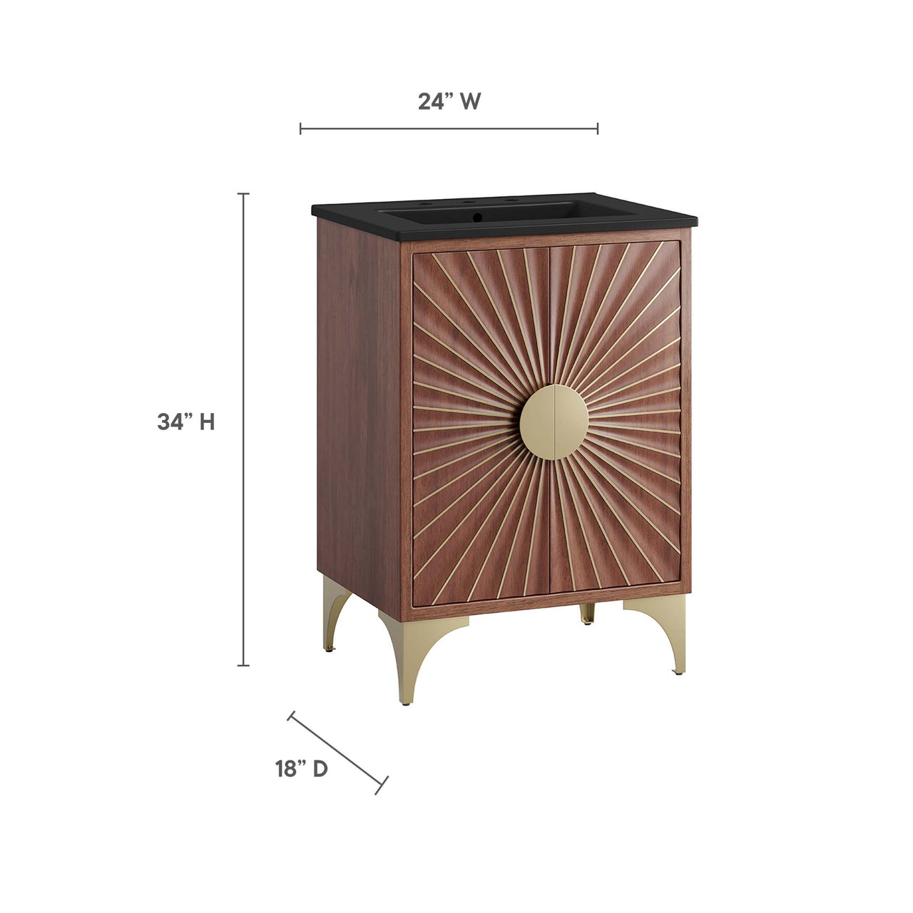 Sol Vanity Unit, Small, Black & Walnut
