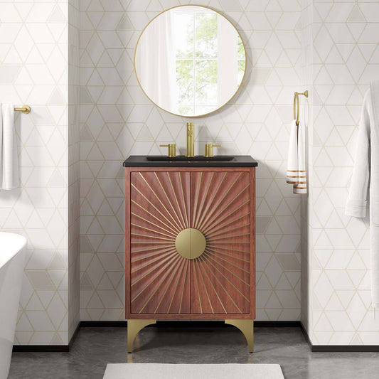 Sol Vanity Unit, Small, Black & Walnut