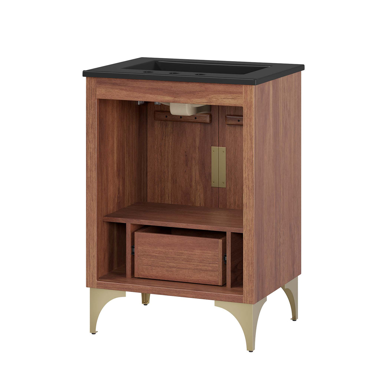 Sol Vanity Unit, Small, Black & Walnut