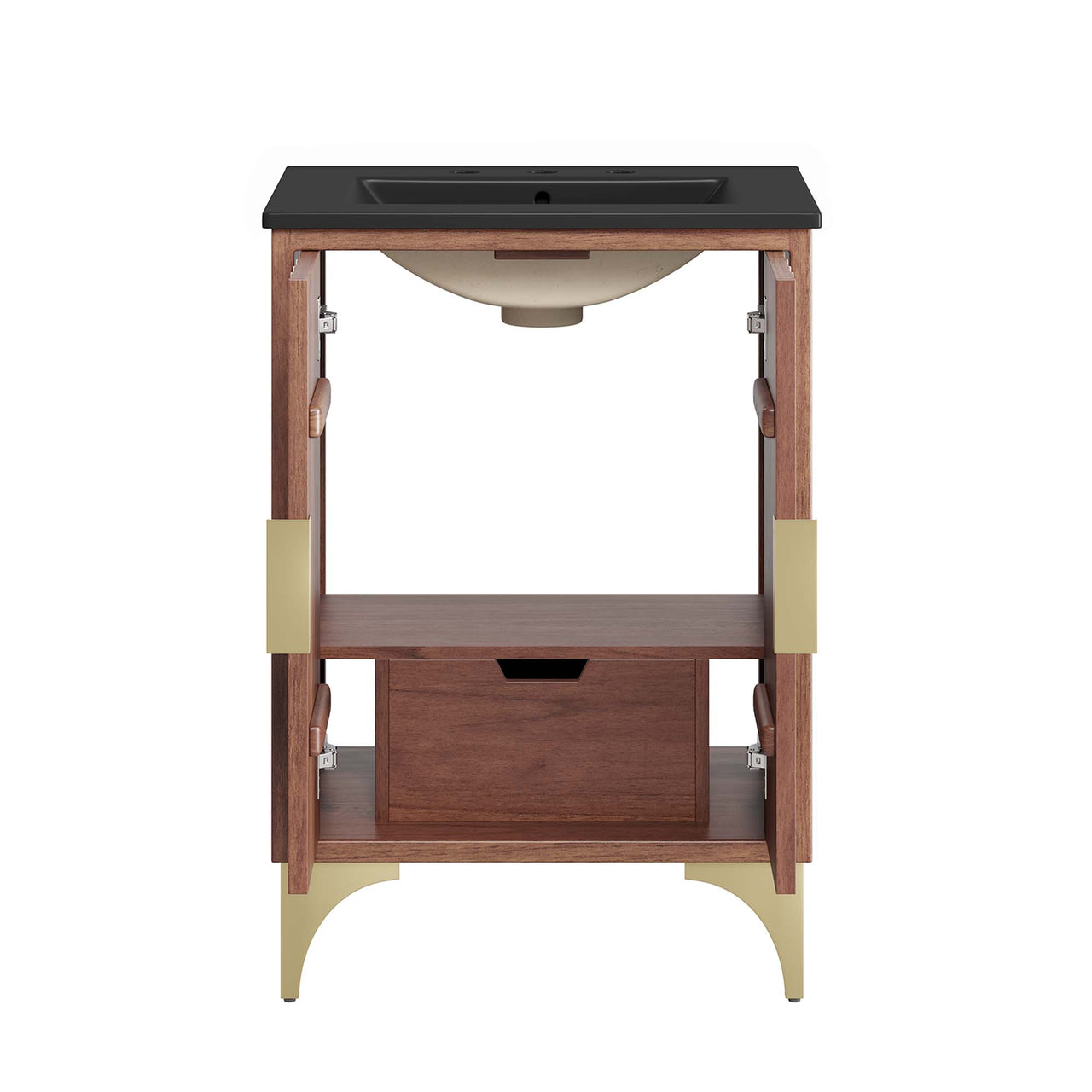 Sol Vanity Unit, Small, Black & Walnut