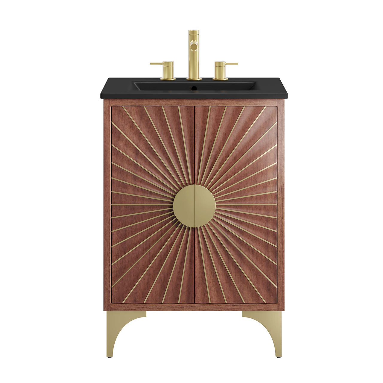 Sol Vanity Unit, Small, Black & Walnut