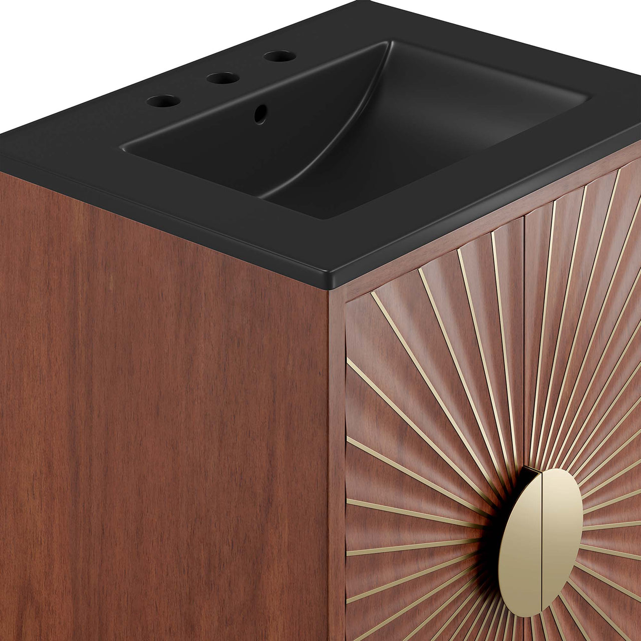 Sol Vanity Unit, Small, Black & Walnut