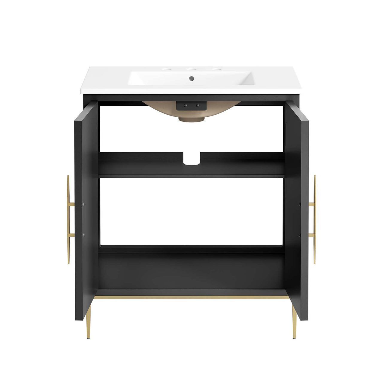 Solar Eclipse Vanity Unit, Medium, White & Black