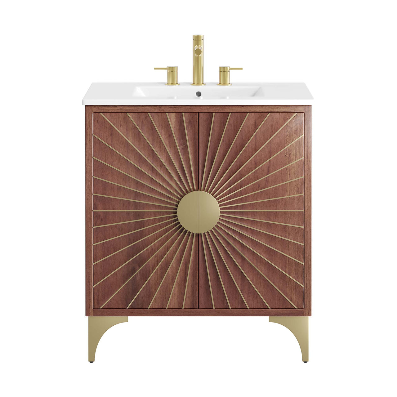 Sol Vanity Unit, Medium, White & Walnut