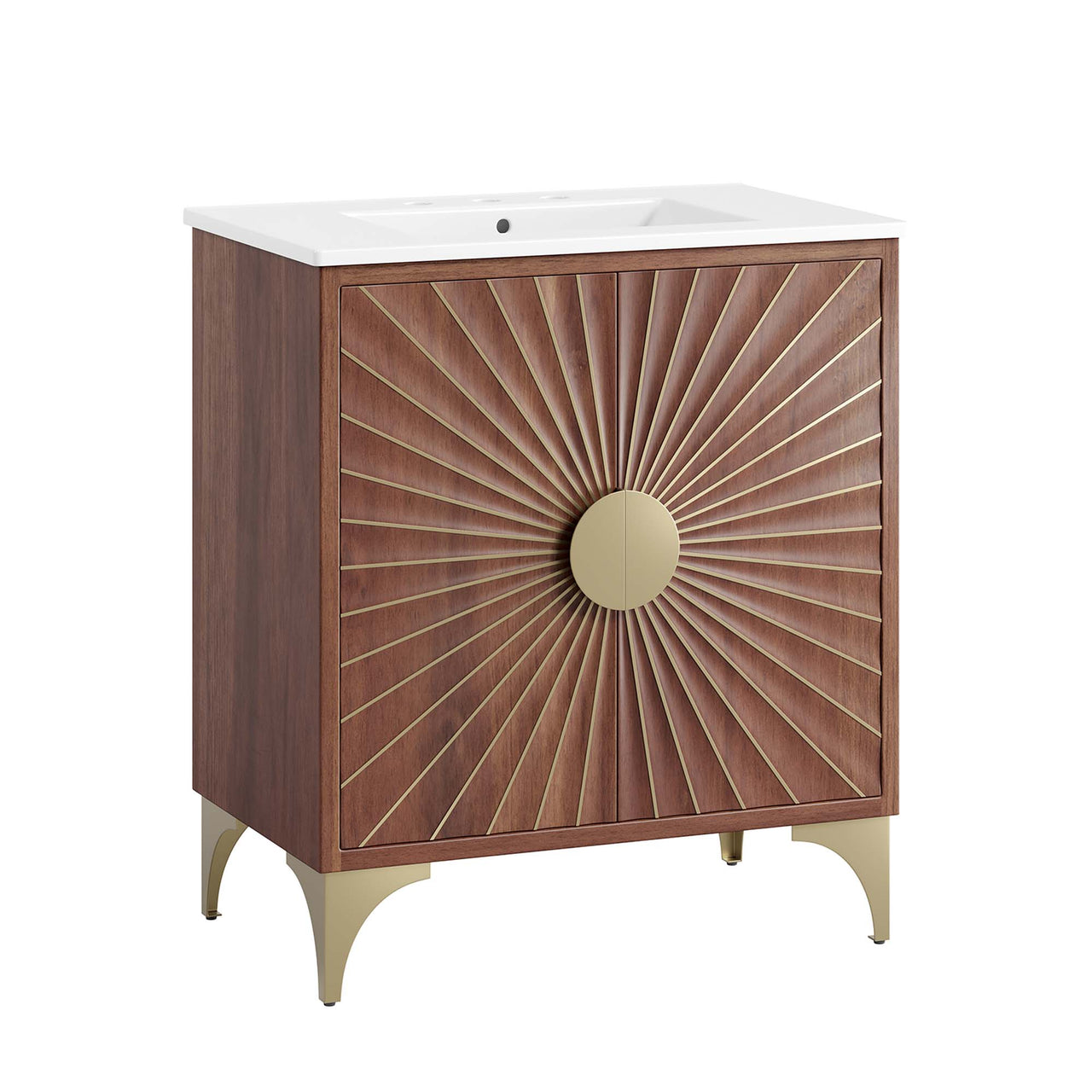 Sol Vanity Unit, Medium, White & Walnut