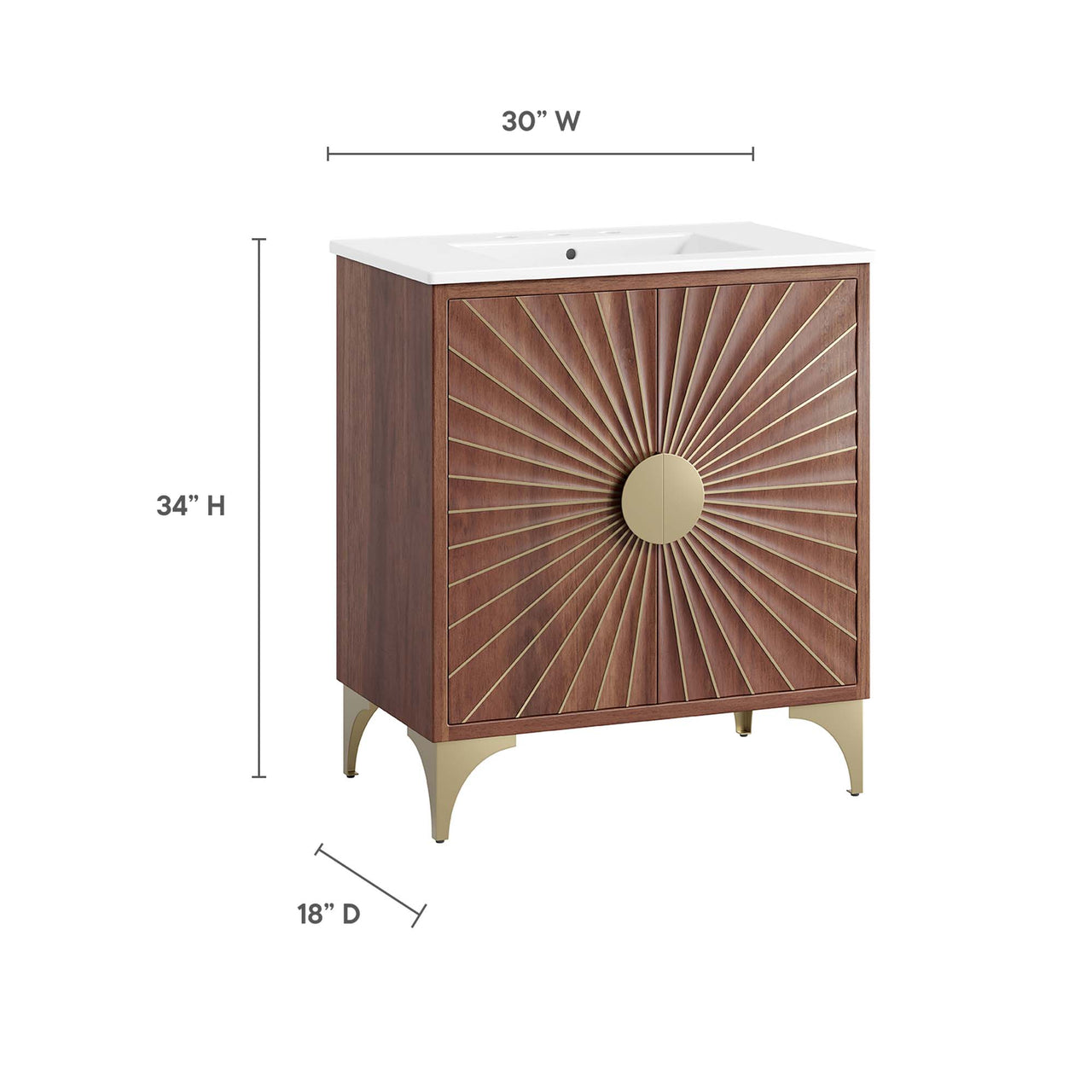 Sol Vanity Unit, Medium, White & Walnut