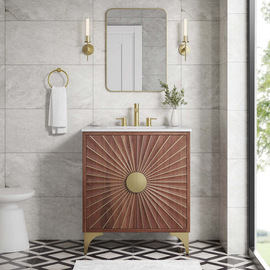 Sol Vanity Unit, Medium, White & Walnut