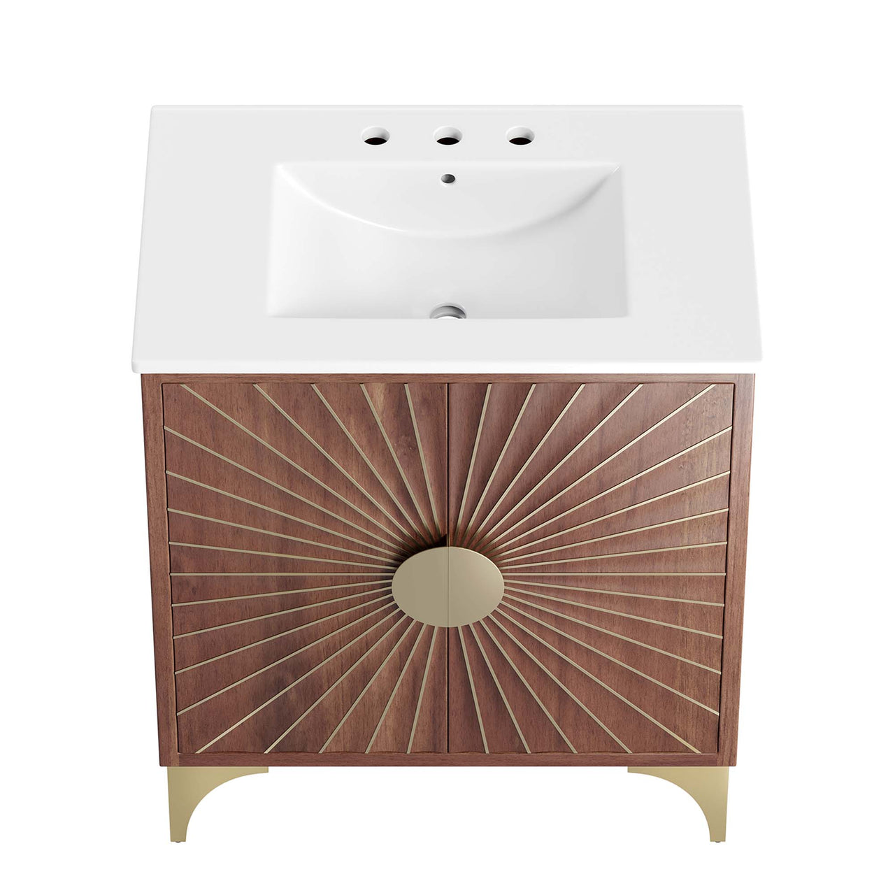 Sol Vanity Unit, Medium, White & Walnut