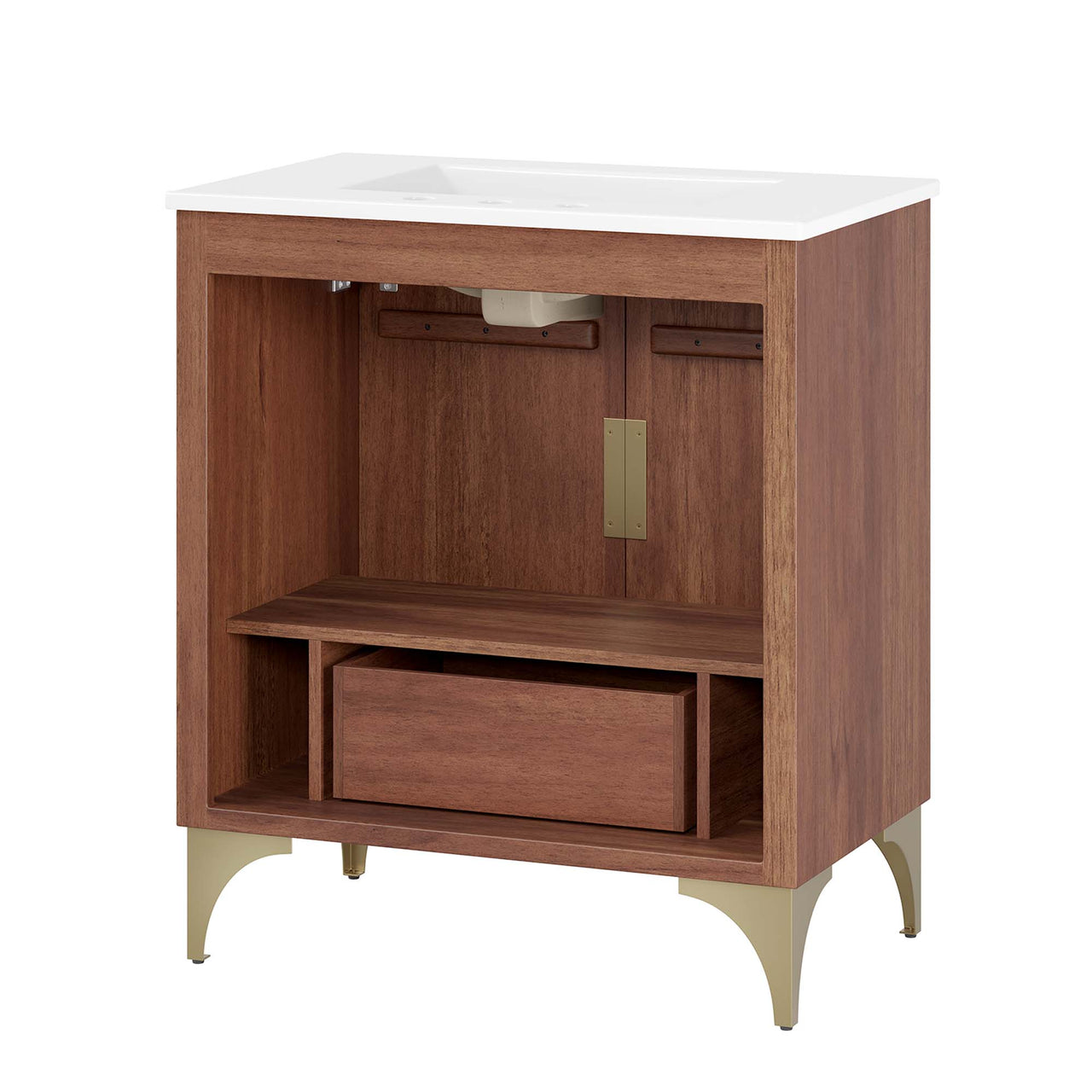 Sol Vanity Unit, Medium, White & Walnut