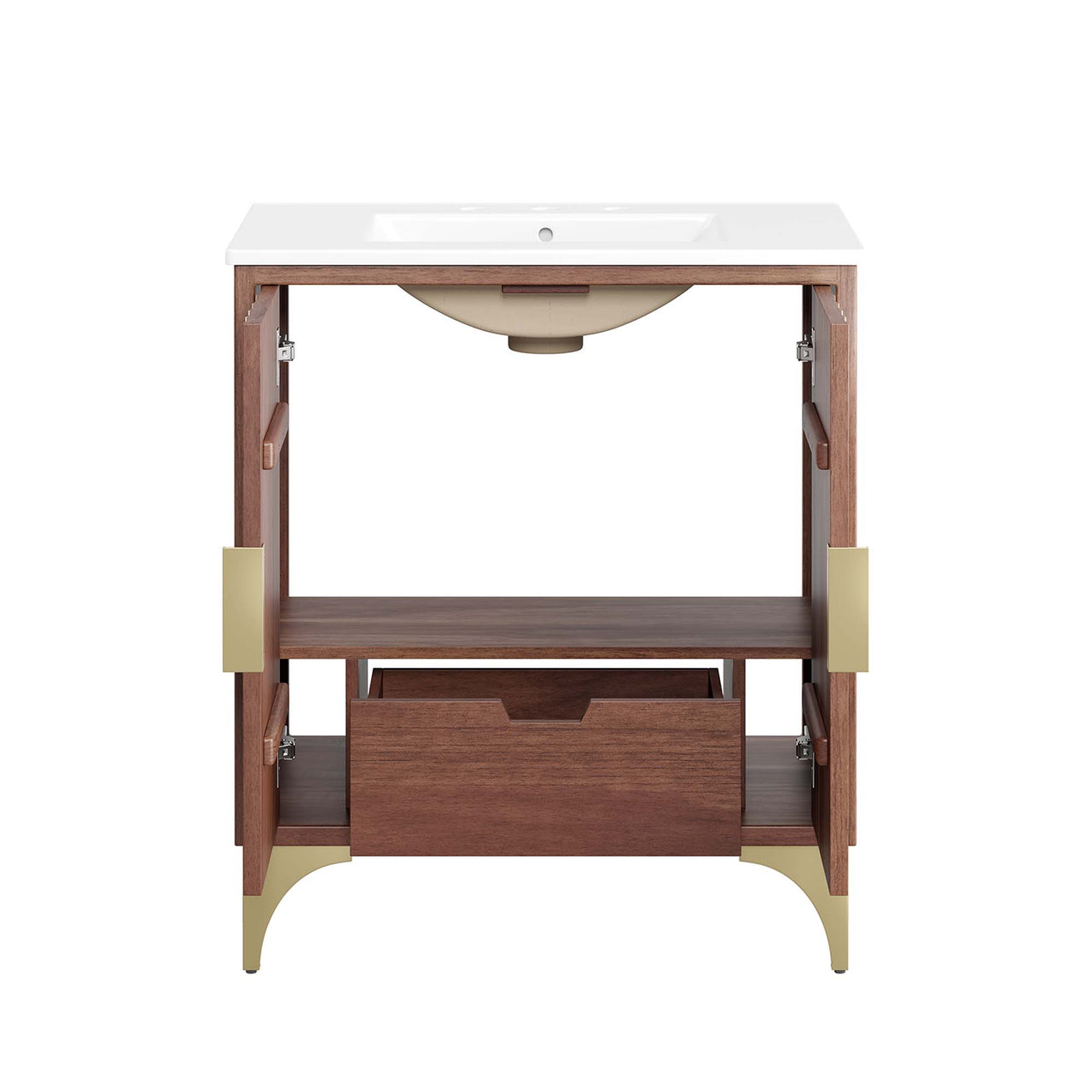 Sol Vanity Unit, Medium, White & Walnut