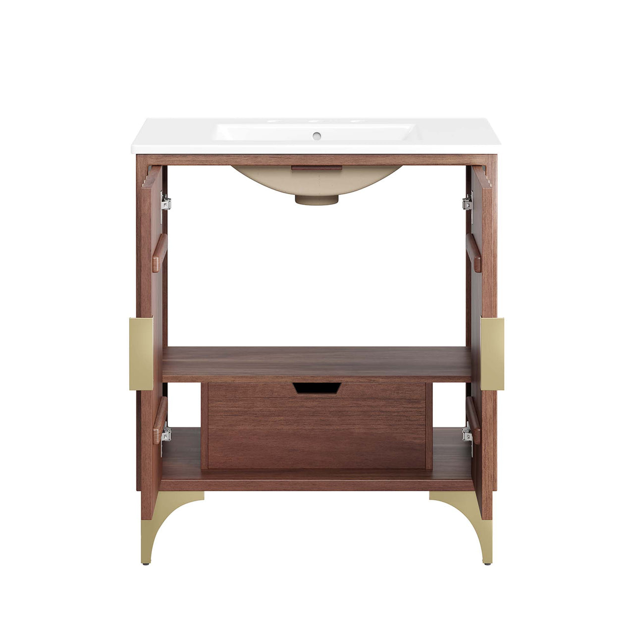 Sol Vanity Unit, Medium, White & Walnut