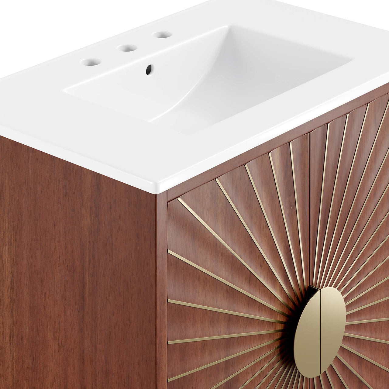 Sol Vanity Unit, Medium, White & Walnut