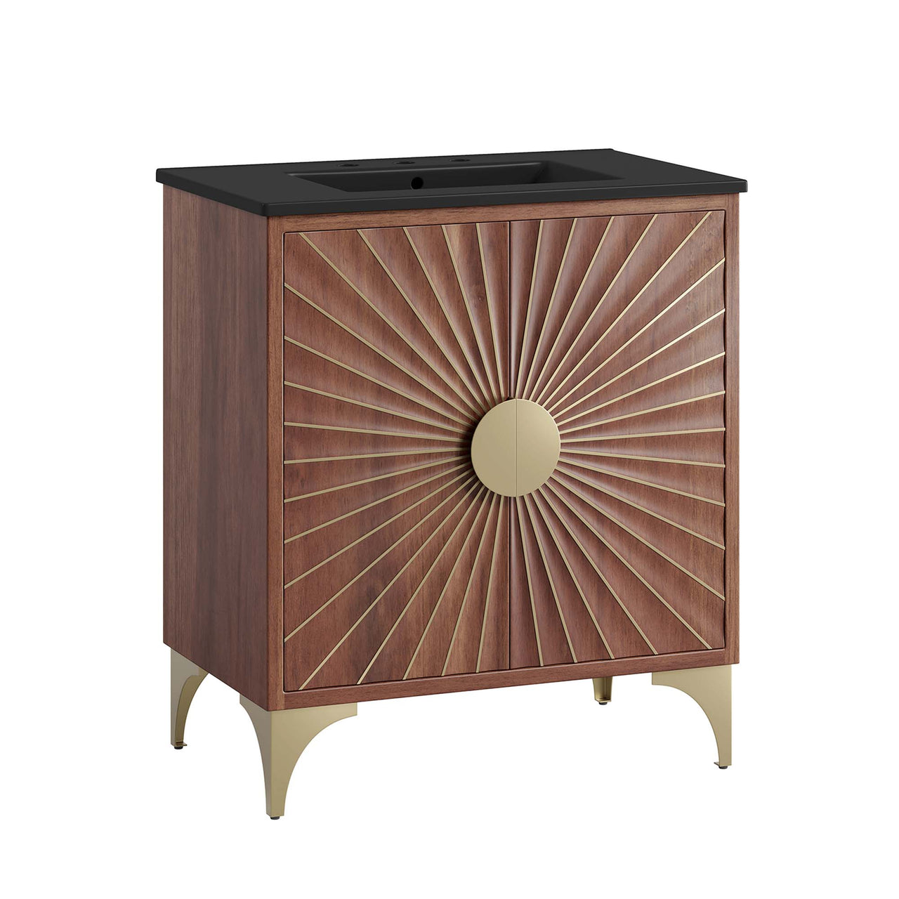 Sol Vanity Unit, Medium, Black & Walnut