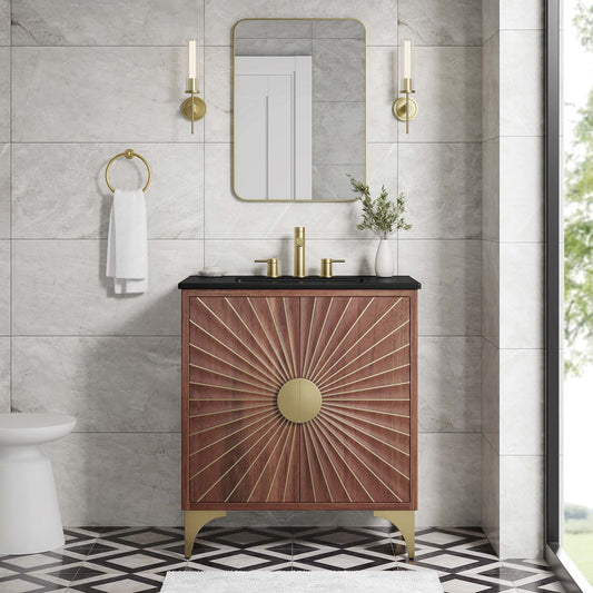 Sol Vanity Unit, Medium, Black & Walnut
