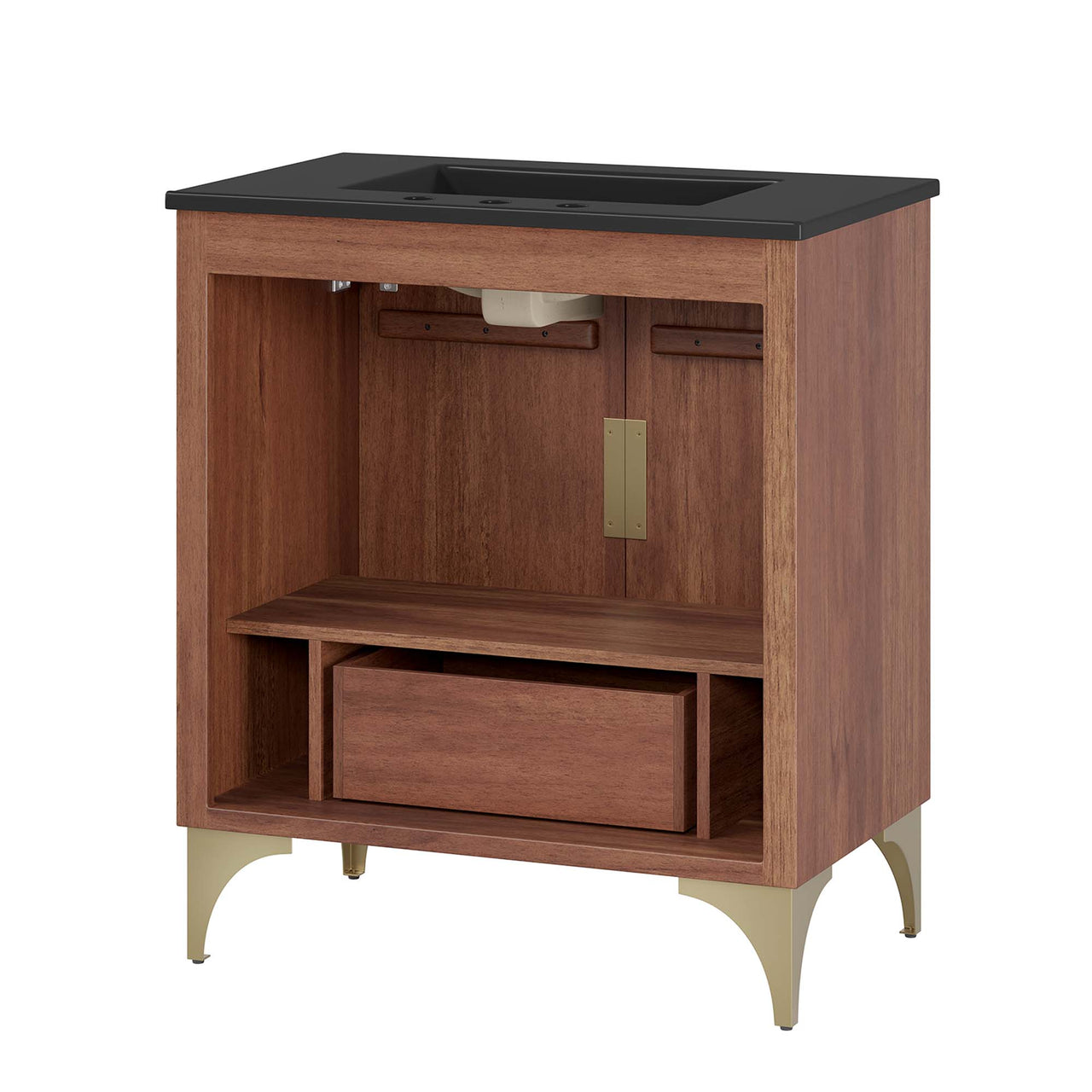 Sol Vanity Unit, Medium, Black & Walnut