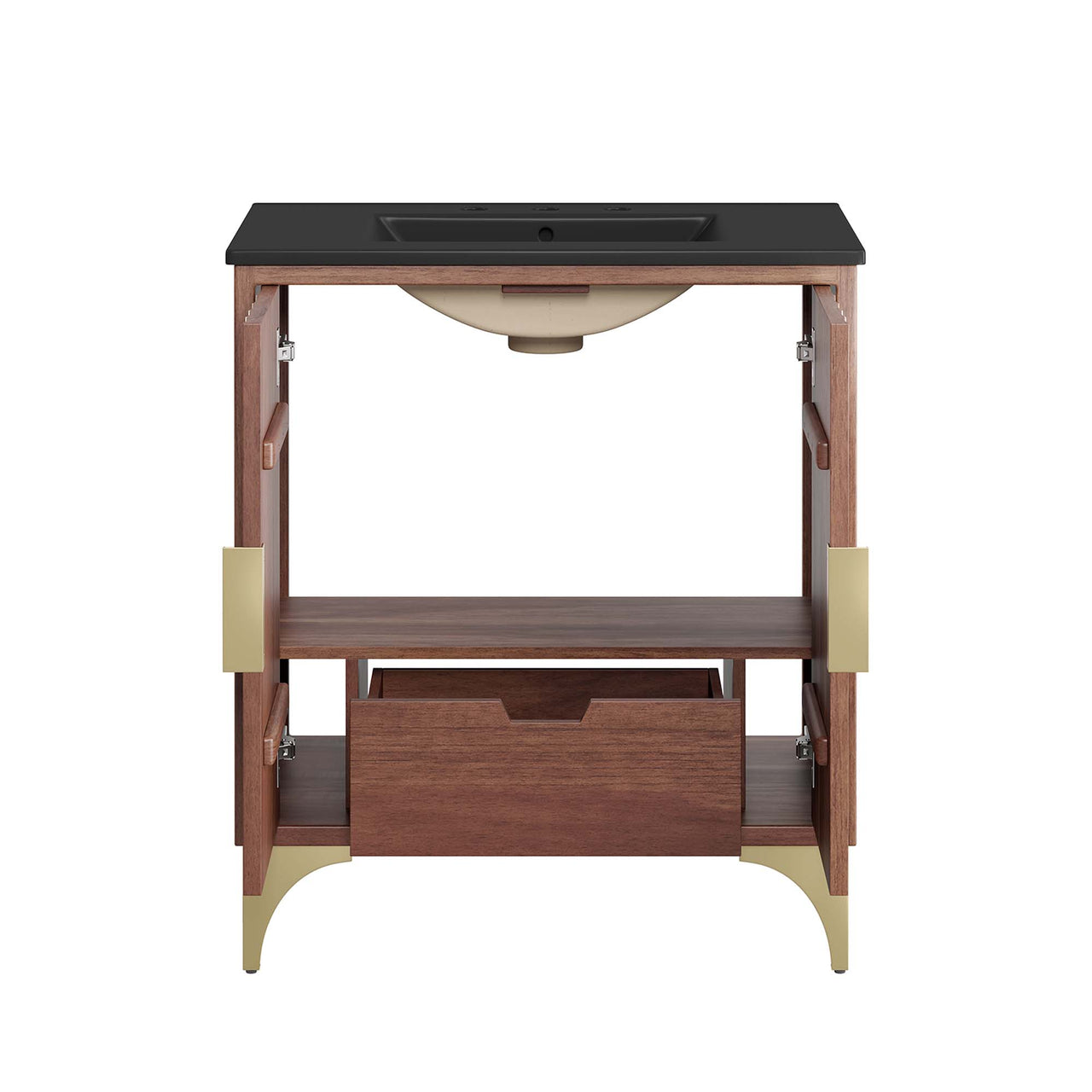 Sol Vanity Unit, Medium, Black & Walnut