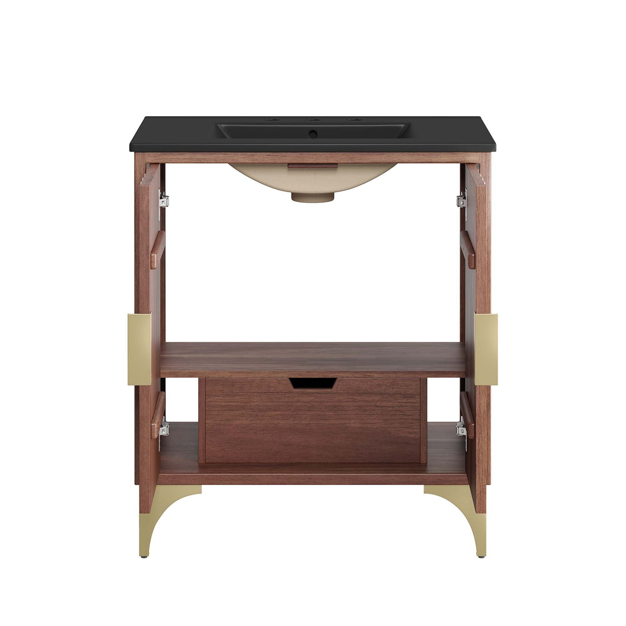 Sol Vanity Unit, Medium, Black & Walnut