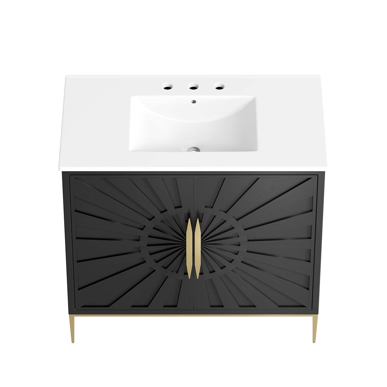 Solar Eclipse Vanity Unit, Large, White & Black