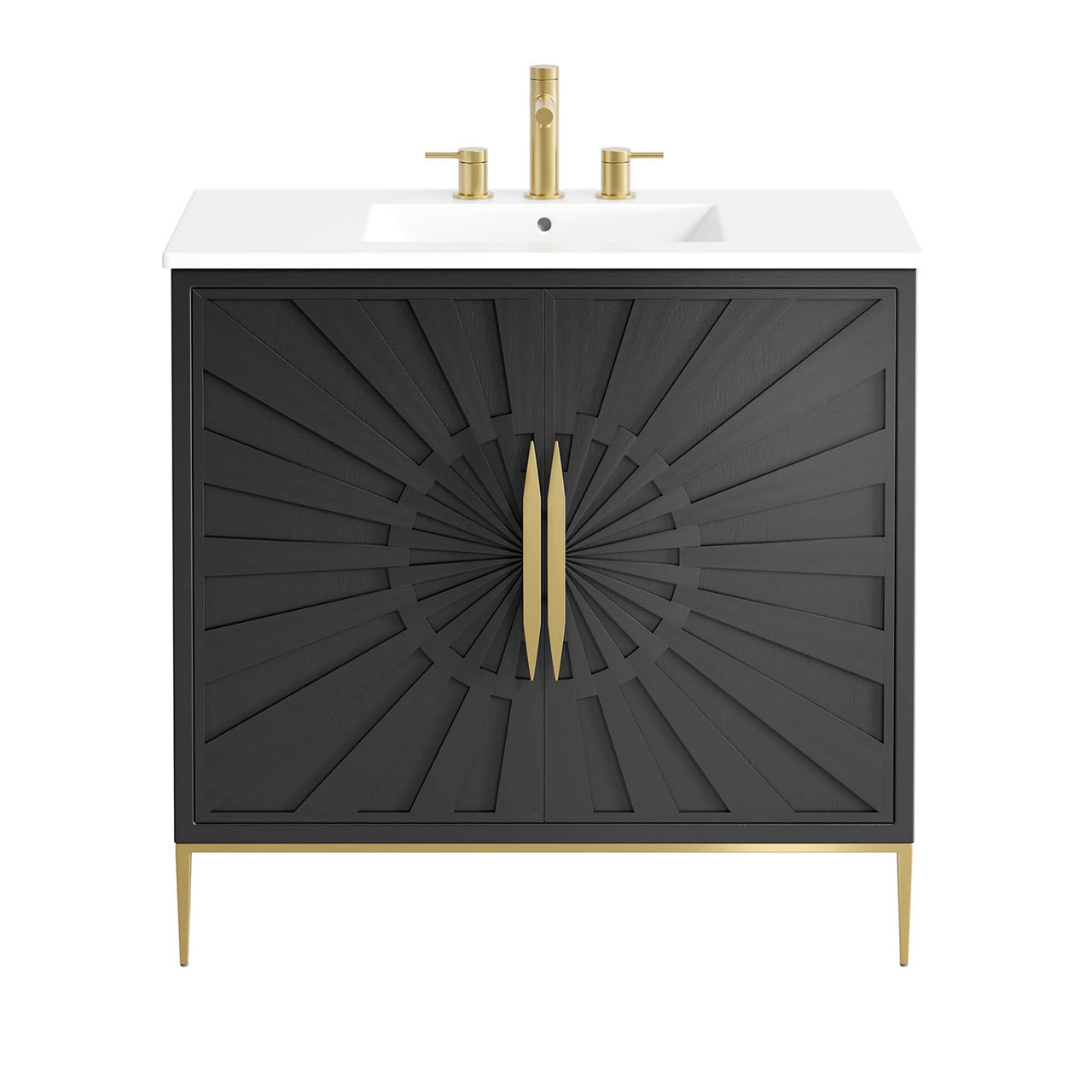 Solar Eclipse Vanity Unit, Large, White & Black