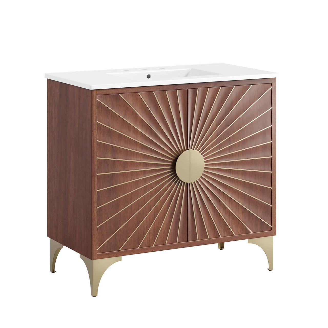 Sol Vanity Unit, Large, White & Walnut