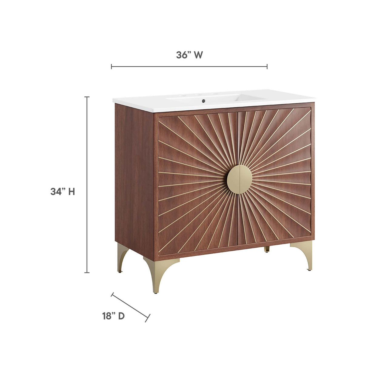 Sol Vanity Unit, Large, White & Walnut