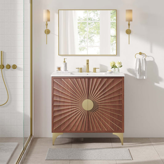 Sol Vanity Unit, Large, White & Walnut
