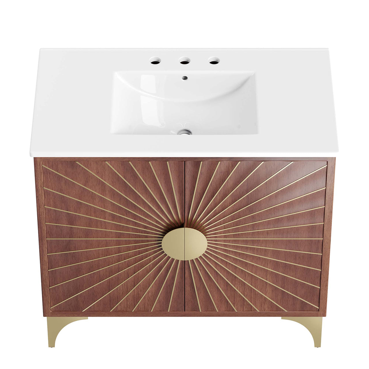 Sol Vanity Unit, Large, White & Walnut