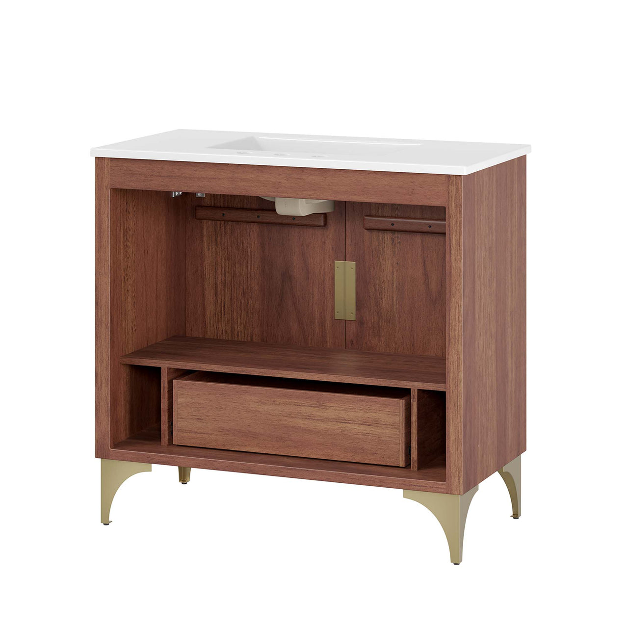 Sol Vanity Unit, Large, White & Walnut