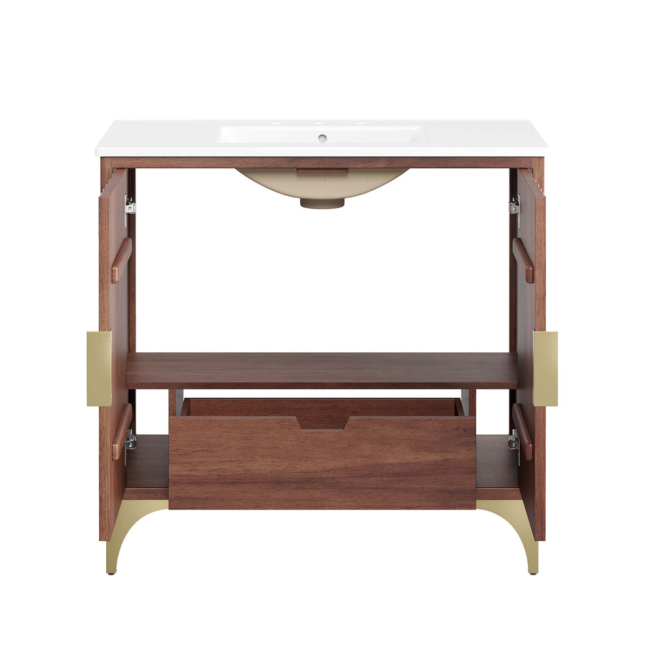 Sol Vanity Unit, Large, White & Walnut