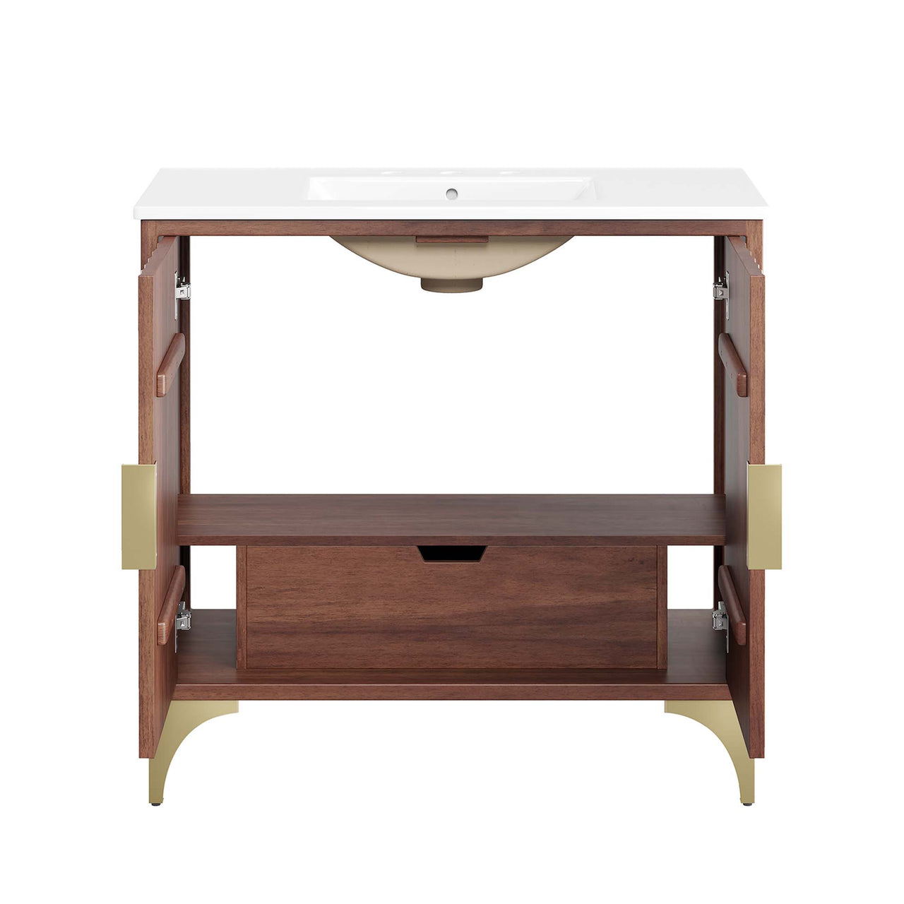 Sol Vanity Unit, Large, White & Walnut