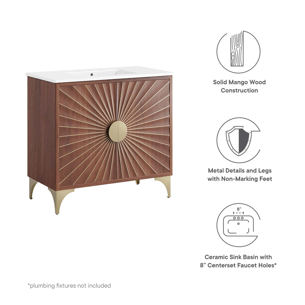 Sol Vanity Unit, Large, White & Walnut