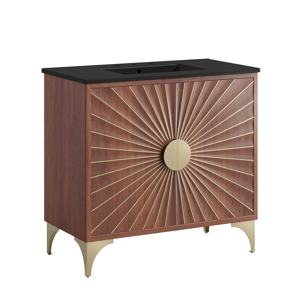 Sol Vanity Unit, Large, Black & Walnut