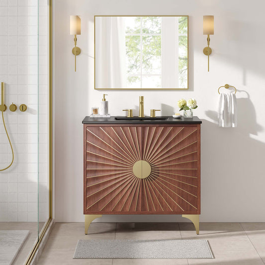 Sol Vanity Unit, Large, Black & Walnut