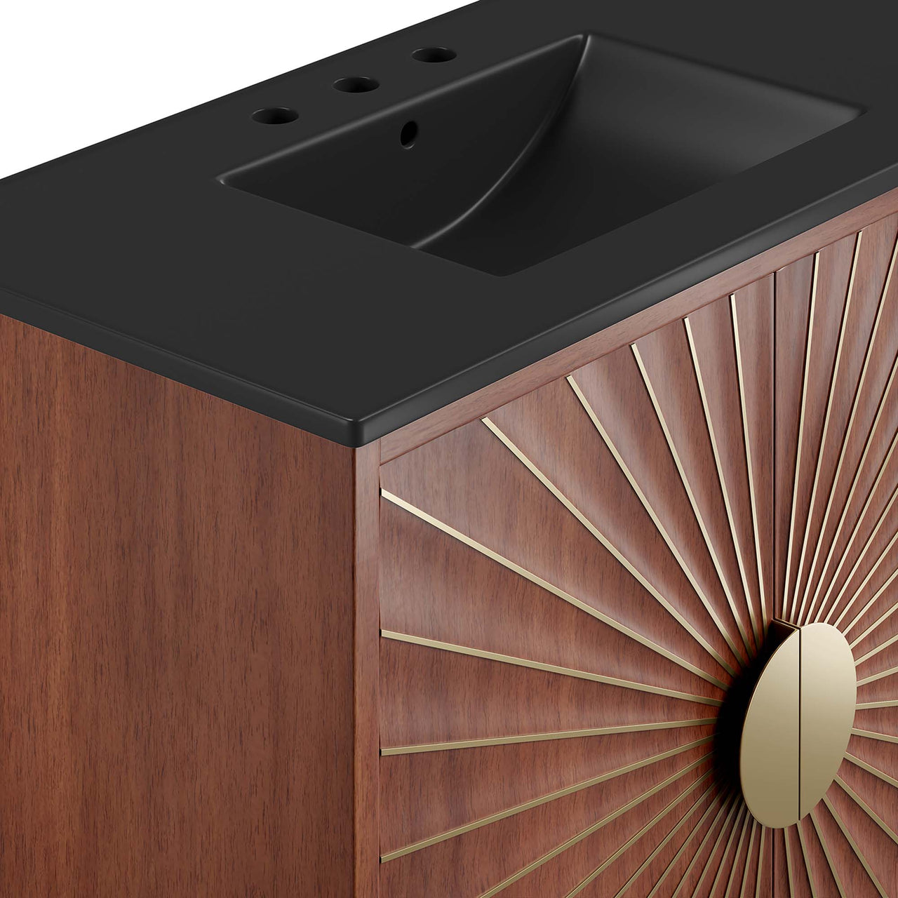 Sol Vanity Unit, Large, Black & Walnut