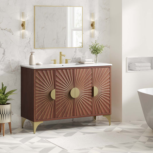 Daylight 48" Bathroom Vanity, White & Walnut