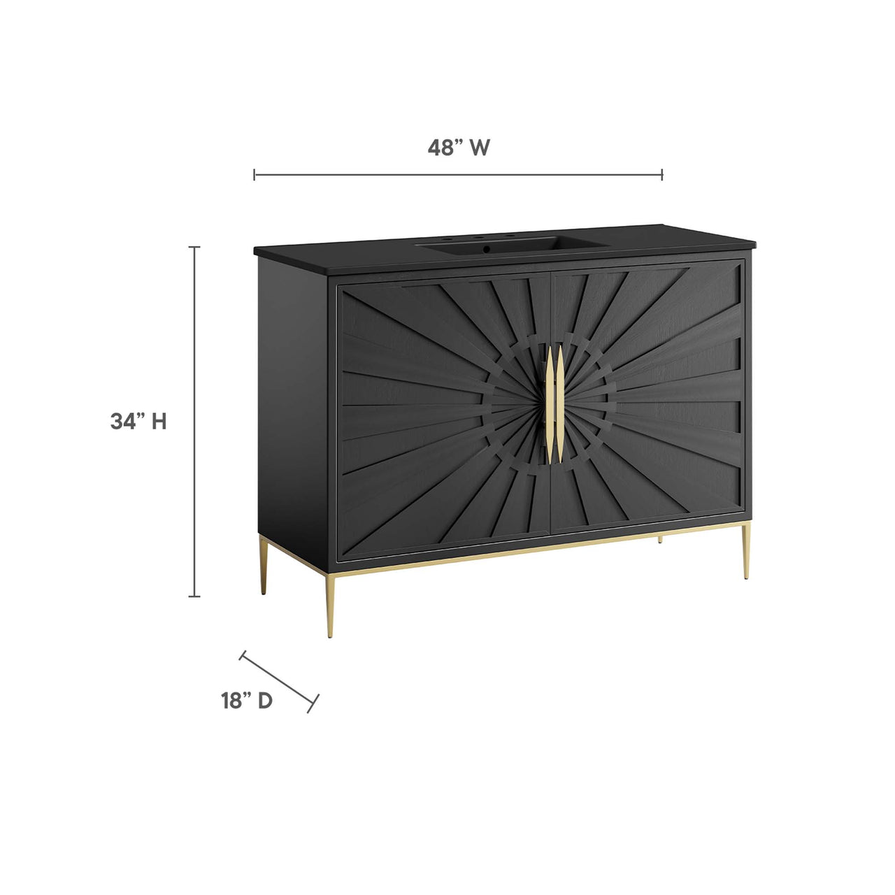 Solar Eclipse Vanity Unit, Extra Large, Black