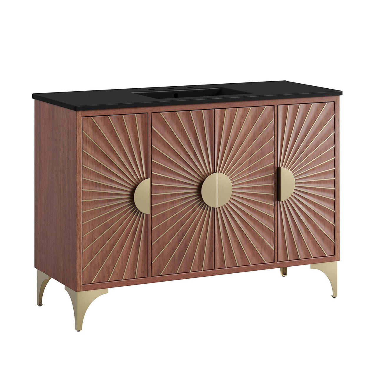 Sol Vanity Unit, Large, Black & Walnut