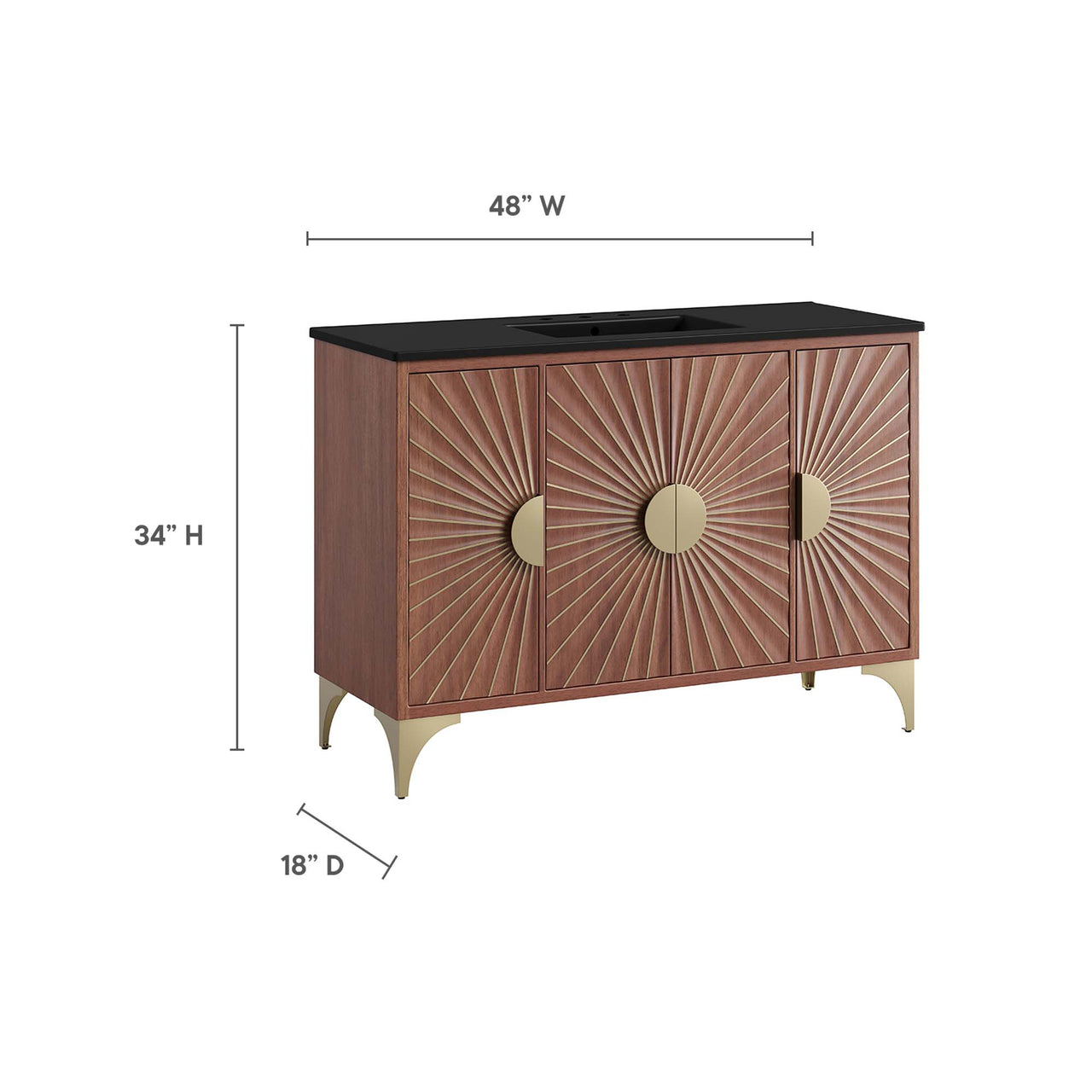 Sol Vanity Unit, Large, Black & Walnut