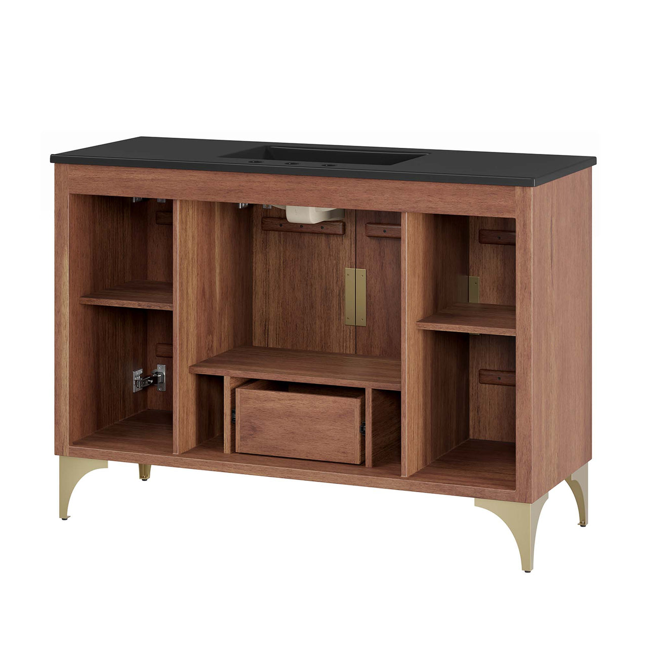 Sol Vanity Unit, Large, Black & Walnut