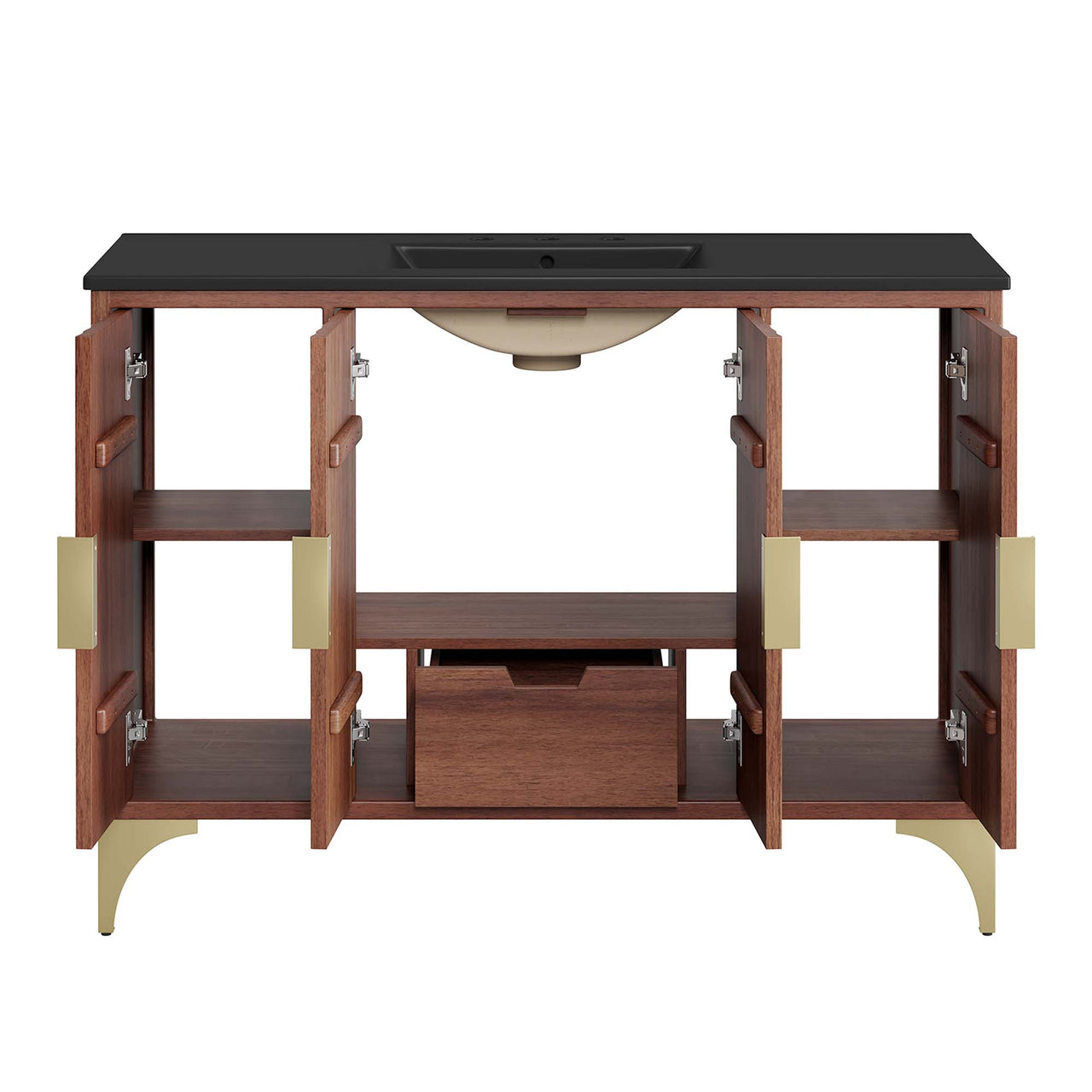 Sol Vanity Unit, Large, Black & Walnut