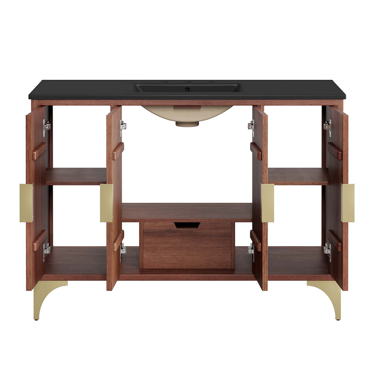 Sol Vanity Unit, Large, Black & Walnut