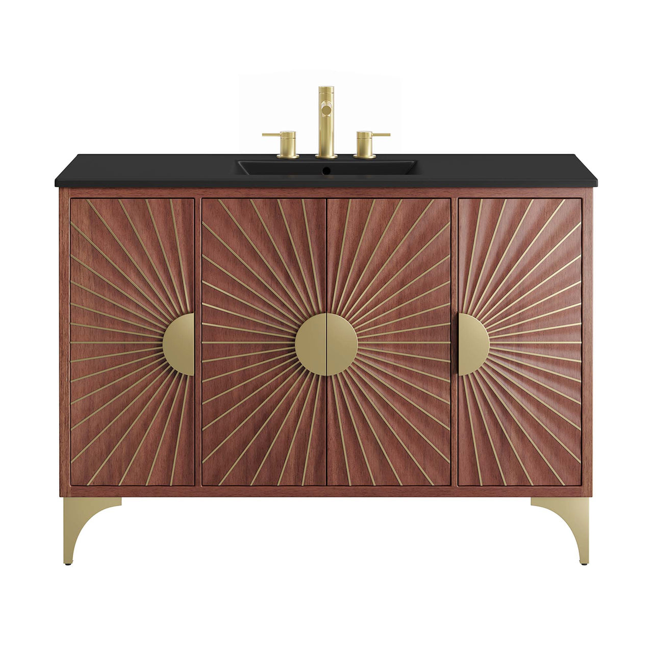Sol Vanity Unit, Large, Black & Walnut