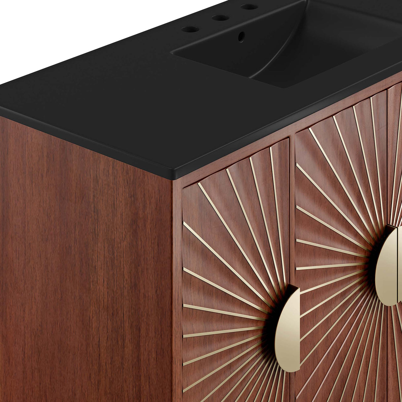 Sol Vanity Unit, Large, Black & Walnut