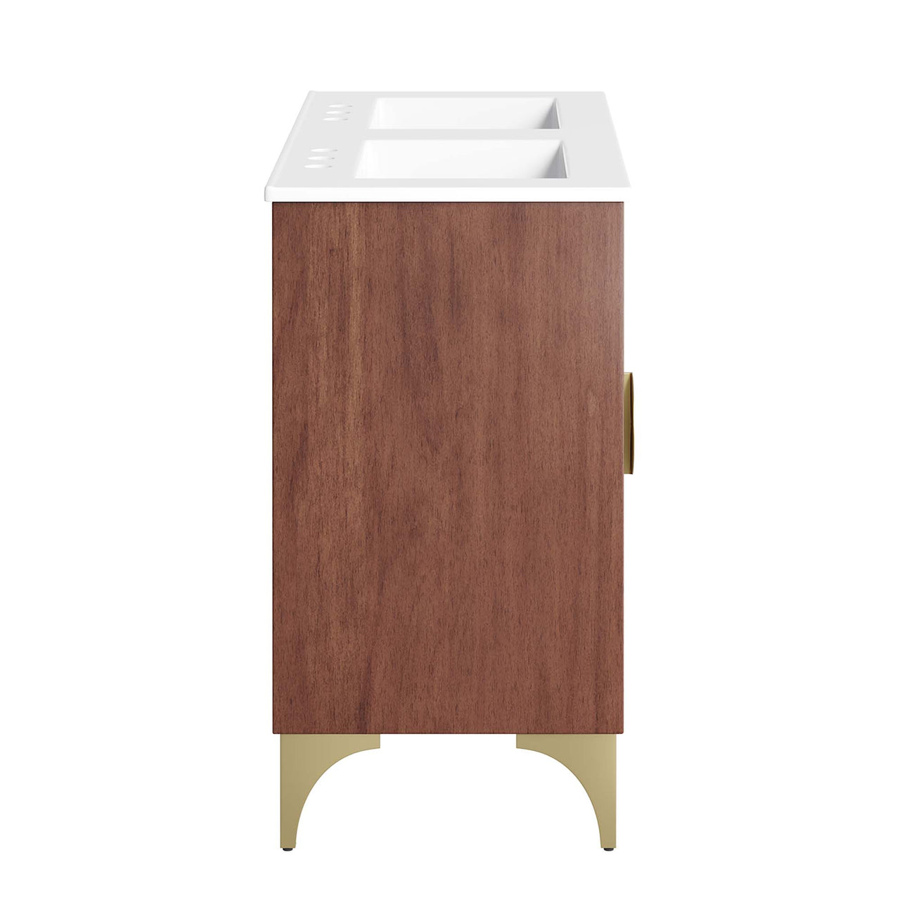 Sol Double Sink Vanity Unit, Extra Large, White & Walnut