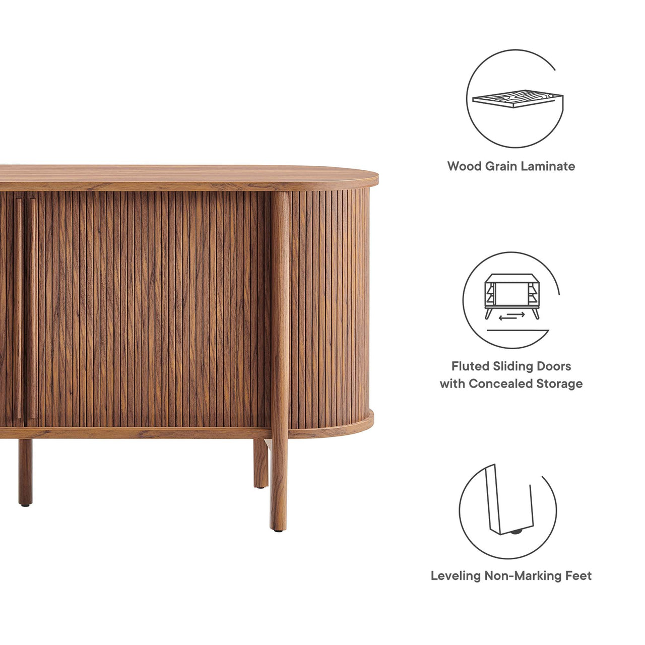 Callan Fluted Sideboard, Walnut
