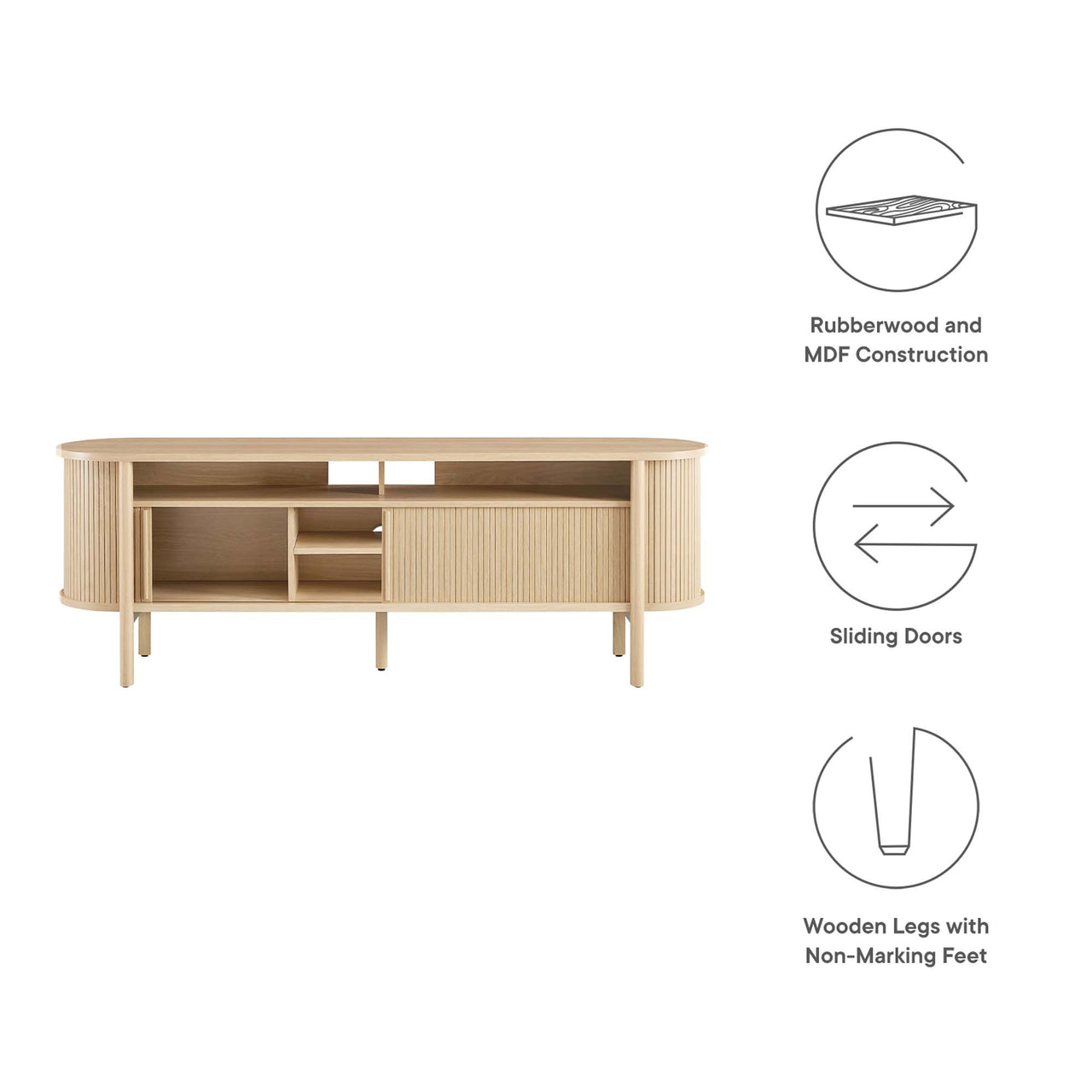 Callan Fluted TV Stand, Oak