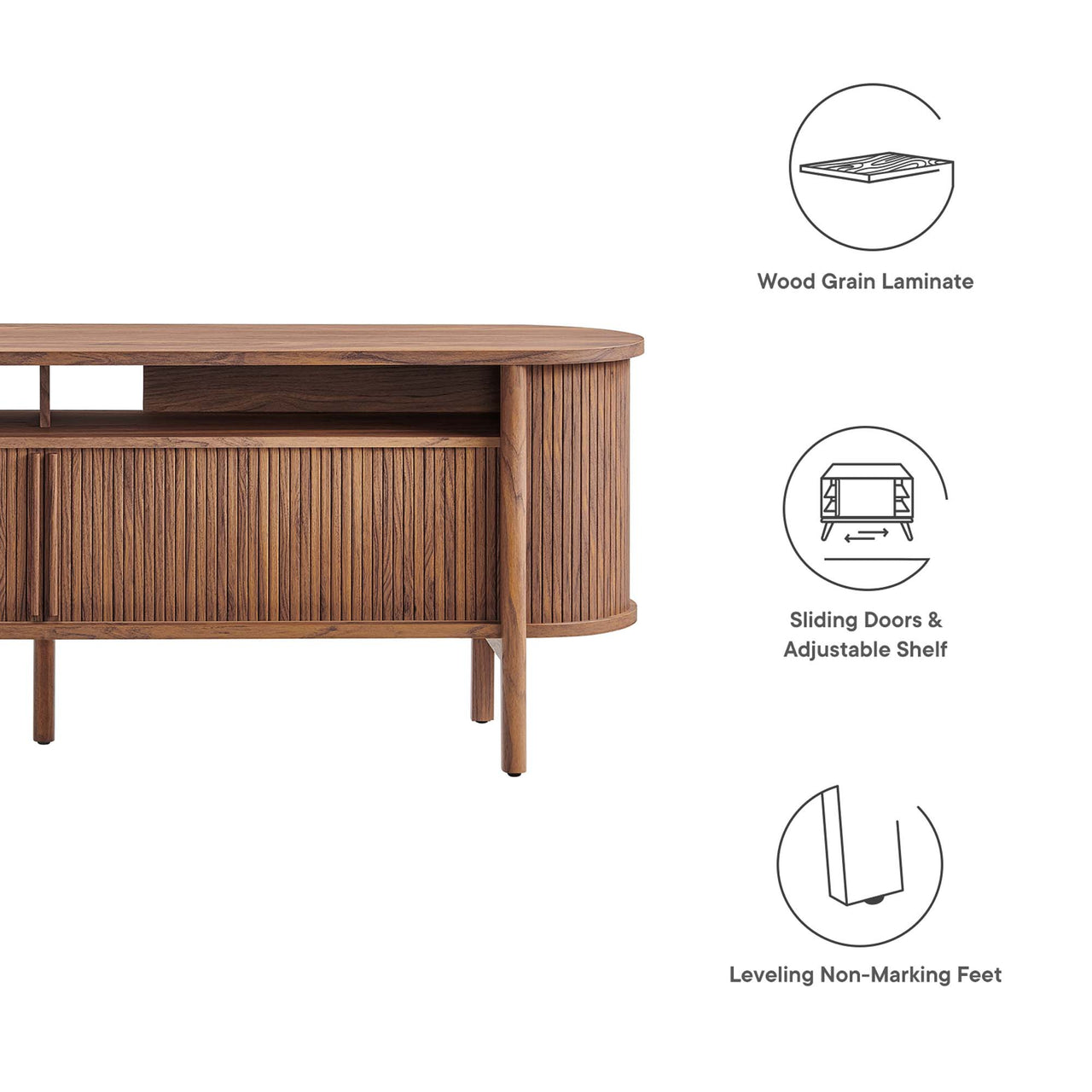 Callan Fluted TV Stand, Walnut