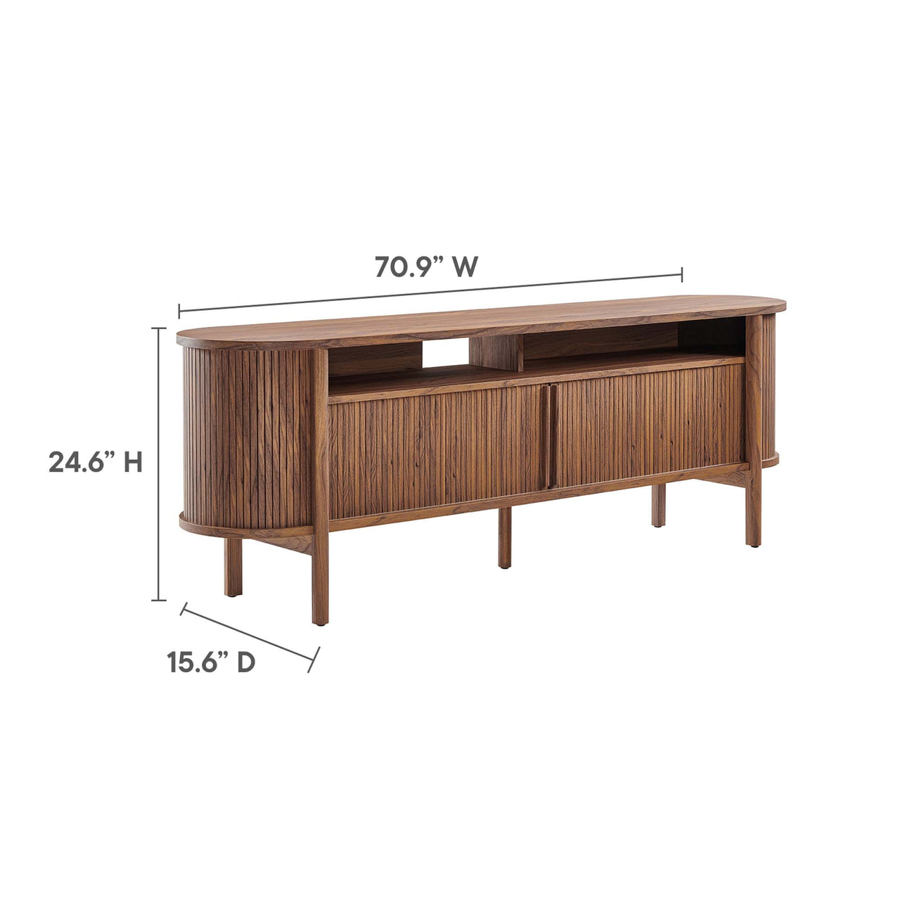 Callan Fluted TV Stand, Walnut