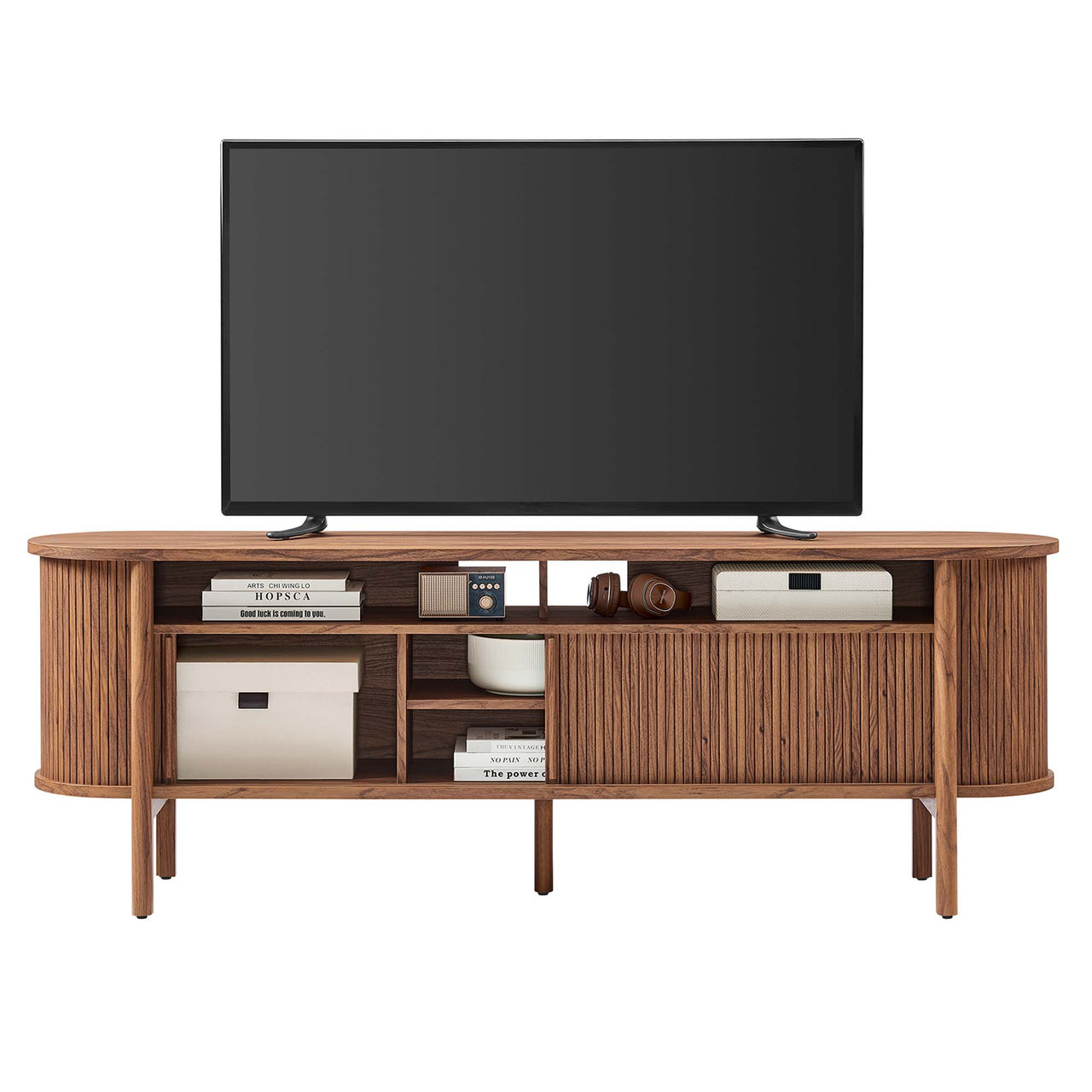 Callan Fluted TV Stand, Walnut