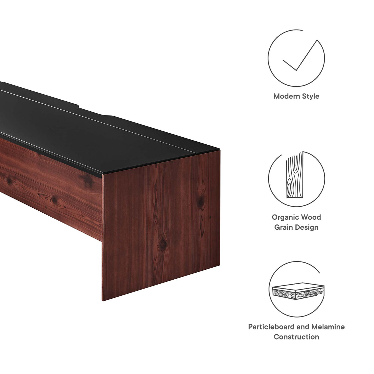 Elevare Large Floating Office Desk, Cabinet and Shelf Set, Black & Cherry Walnut